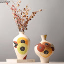 Axyaa Ceramic Vase with Artificial Fruits for Aesthetic Room Decor