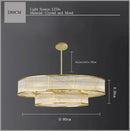 Axyaa Golden Crystal LED Chandelier: Luxurious Round Pendant Light for Dinning & Living Room