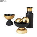 Axyaa Black Gold Ceramic Vase Desk Decoration Flowers Pots Modern Home Decor