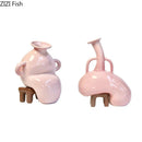 Axyaa Abstract Ceramic Vase with Artificial Flowers for Aesthetic Room Decor