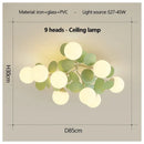 Axyaa Magic Beans Green Leaf Chandelier - Modern French Ceiling LED Hanging Lamp for Kids & Living Room
