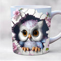 Axyaa Ceramic Owl Coffee Mug 11oz - Cute Owl Design Tea Cup
