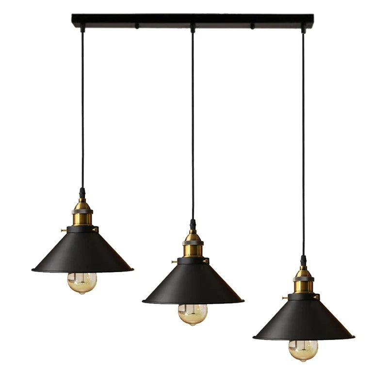 Axyaa 3-Head Industrial Pendant Chandelier for Kitchen, Bedroom, Home - Black/White