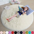 Axyaa Shaggy White Round Rug for Girls Bedroom and Living Room Décor