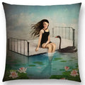 Axyaa Elegant Swan Moon Night Cushion Cover 45*45cm