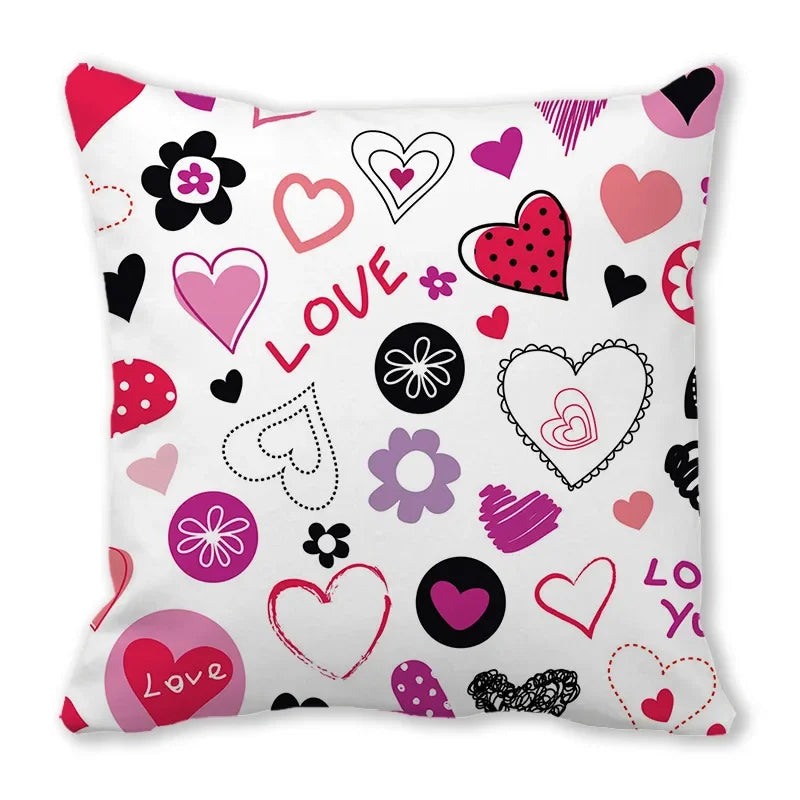 Heart Print Pillowcase for Home Decor by Axyaa - Love Cushion Cover