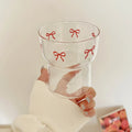 Axyaa Cute Bowknot Glass Cup | Kawaii Korean Coffee Tea Juice Wine Glasses