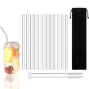 Axyaa Glass Straws Set - Reusable Eco-Friendly Smoothie Cocktail Bar Accessories