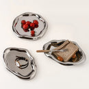 Axyaa Silver Ceramic Storage Tray for Home Decor and Organization