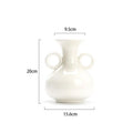 Axyaa Retro Teapot Ceramic Vase Double-eared Flowerpot Home Decoration