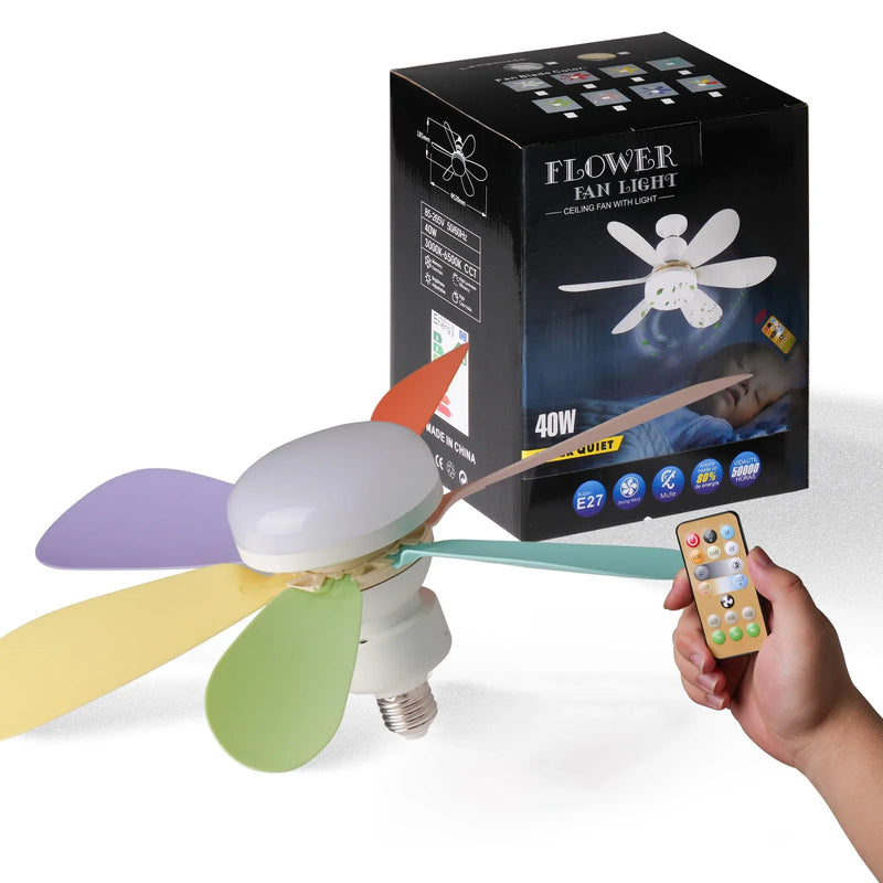 Axyaa Ceiling Fan Light with Remote Control & LED - E27 Socket