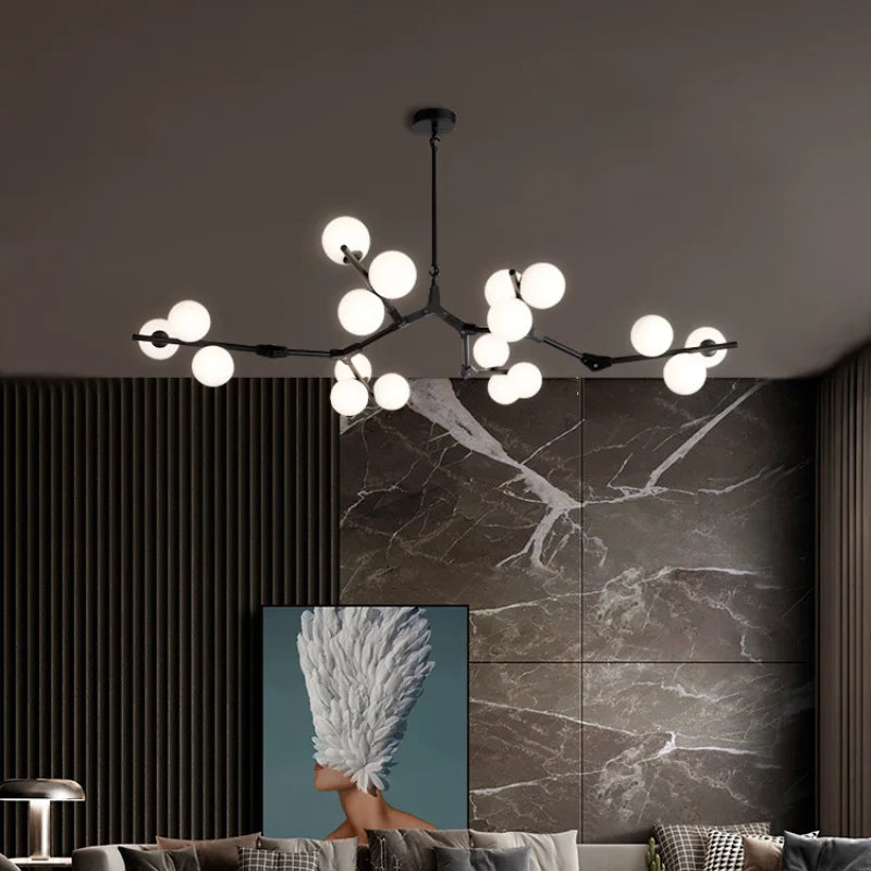 Axyaa Nordic Glass Ball Chandelier - Modern Magic Bean Pendant Lamp
