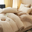 Axyaa Winter Fleece Jacquard Bedding Set: Duvet Cover, Flannel Flat Sheet, Pillowcase