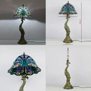 Axyaa Stained Glass Peacock Table Lamp LED Decor for Bedroom Living Room