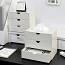 Axyaa 3-Tier Stackable Plastic Storage Drawer Rack White Multi-Purpose Organizer