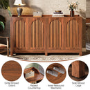 Tribesigns 57" Walnut Farmhouse Sideboard Cabinet with Doors & Shelves by Axyaa