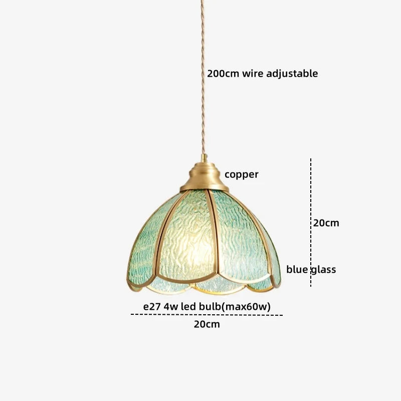 Axyaa Modern Pink Glass LED Pendant Lights Copper Hanging Lamp for Home Decor