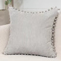 Axyaa Corduroy Stripe Fur Ball Cushion Cover