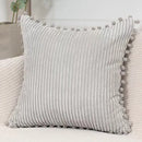 Axyaa Corduroy Stripe Fur Ball Cushion Cover