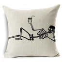 Axyaa Bone Cartoon Cushion Cover - Halloween Themed Decorative Pillow Case