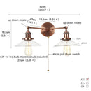 Axyaa 2-Head Industrial Vintage Wall Lamp Clear Glass Stair Light Fixtures