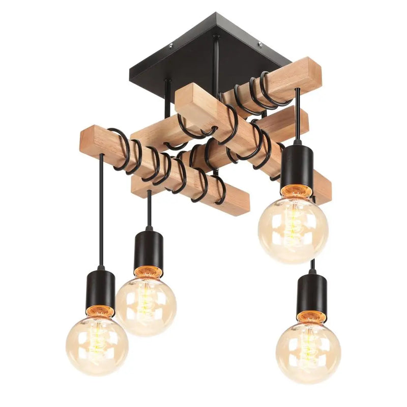 Axyaa Wood LED Chandelier Ceiling Lamp - Modern Living Room Dining Room Pendant Light