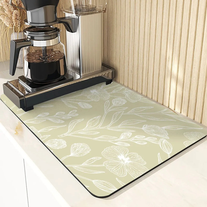 Axyaa Flowers Pattern Kitchen Absorbent Drying Mat: Stylish Table Decor & Accessory