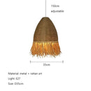 Axyaa Raffia Dining Table Chandelier, Japanese Wabi-sabi Style for Living Room & Bedroom