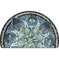 Axyaa Semi-circle Ethnic Floral Floor Mat: Retro Art, Geometric Design, Stain-resistant Rug
