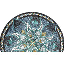 Axyaa Semi-circle Ethnic Floral Floor Mat: Retro Art, Geometric Design, Stain-resistant Rug