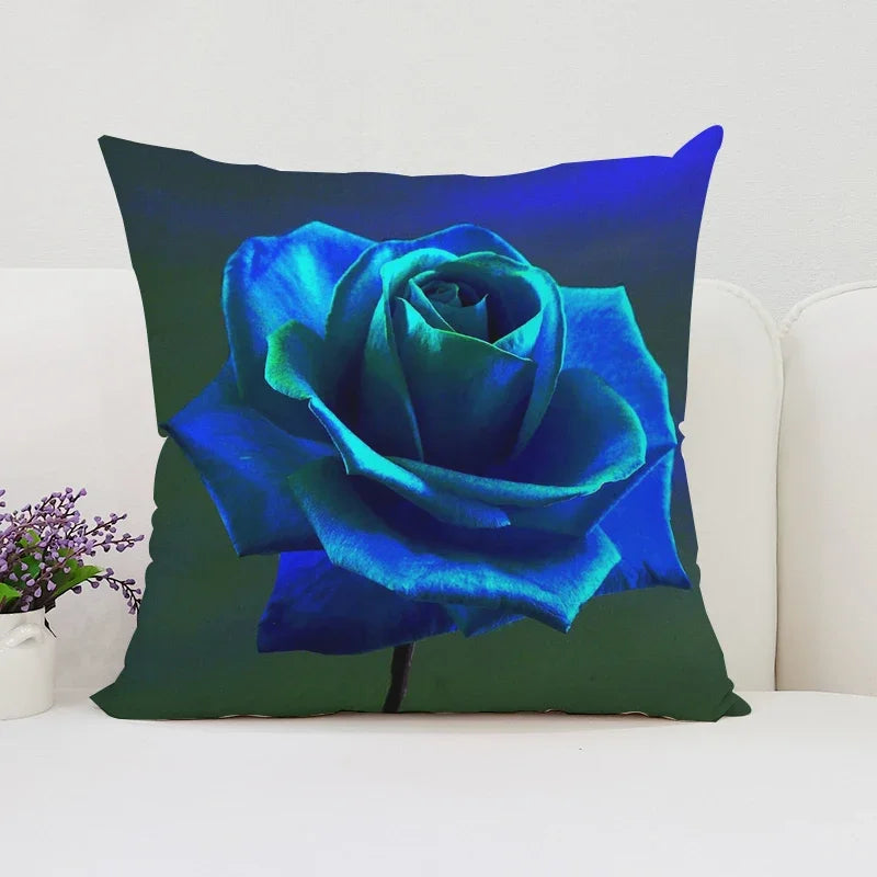 Axyaa Roses Flowers Pillow Cover, 45x45, Living Room Cushions, Aesthetic Decor