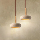 Axyaa Circular Yellow Stone LED Pendant Lamp - Wabi Sabi Design