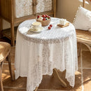 Axyaa Lace Tablecloth - White Retro French Cover for Tables