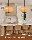 Axyaa 5-Light Rattan Chandelier for Kitchen Bedroom Living Room.