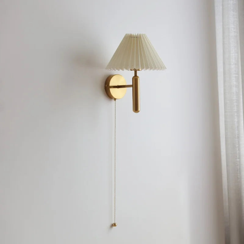 Axyaa White Umbrella Gold Copper LED Wall Lights - Luxury Bedroom Decor