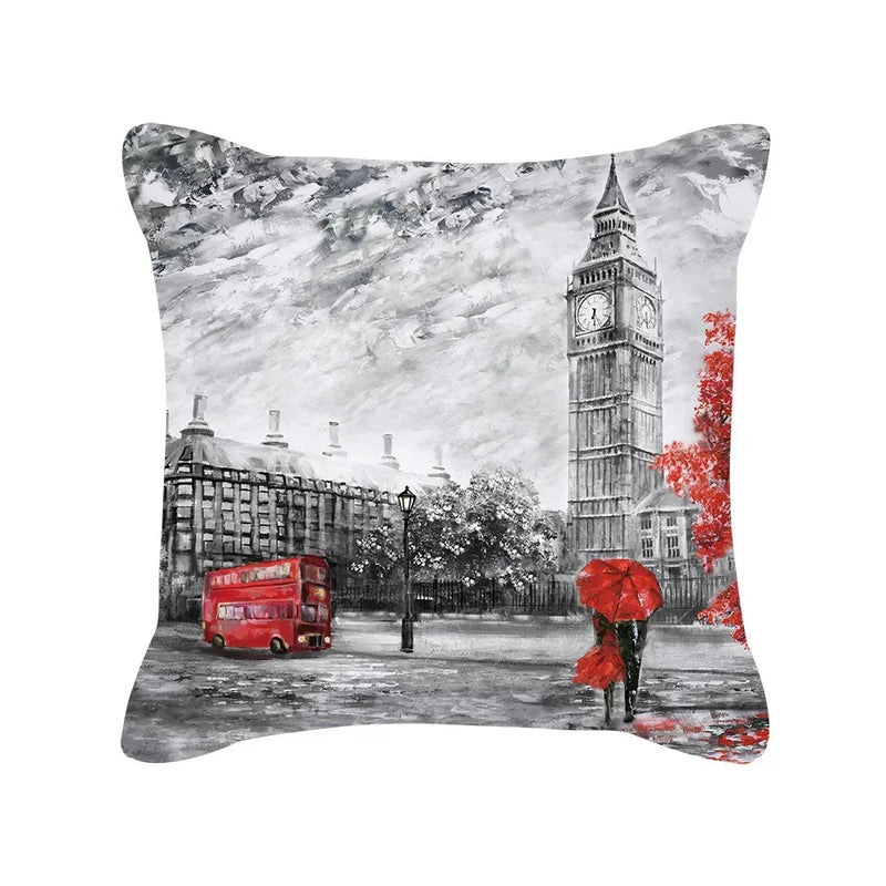 Red Geometric Pillow Case 45x45cm for Sofa, Car, Home Decor - Axyaa