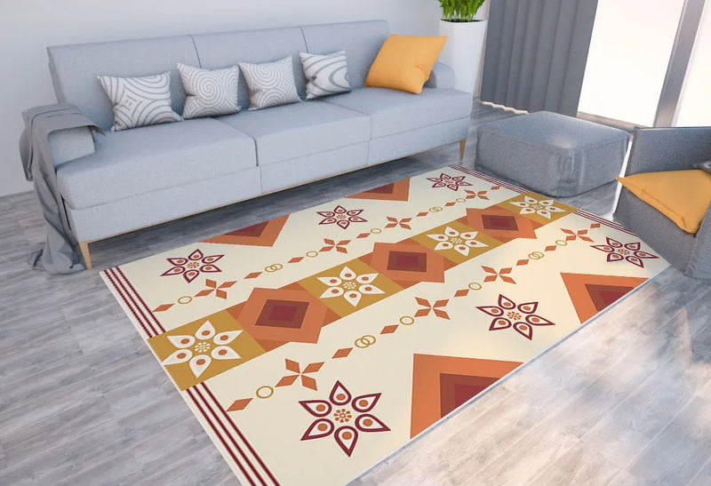 Axyaa Geometric Print Carpet for Boho Home Decor