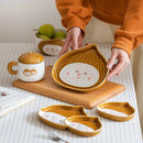 Axyaa Chestnut Ceramic Coffee Cup, Saucer, Plate, Bowl Set - Home Kitchen Tableware