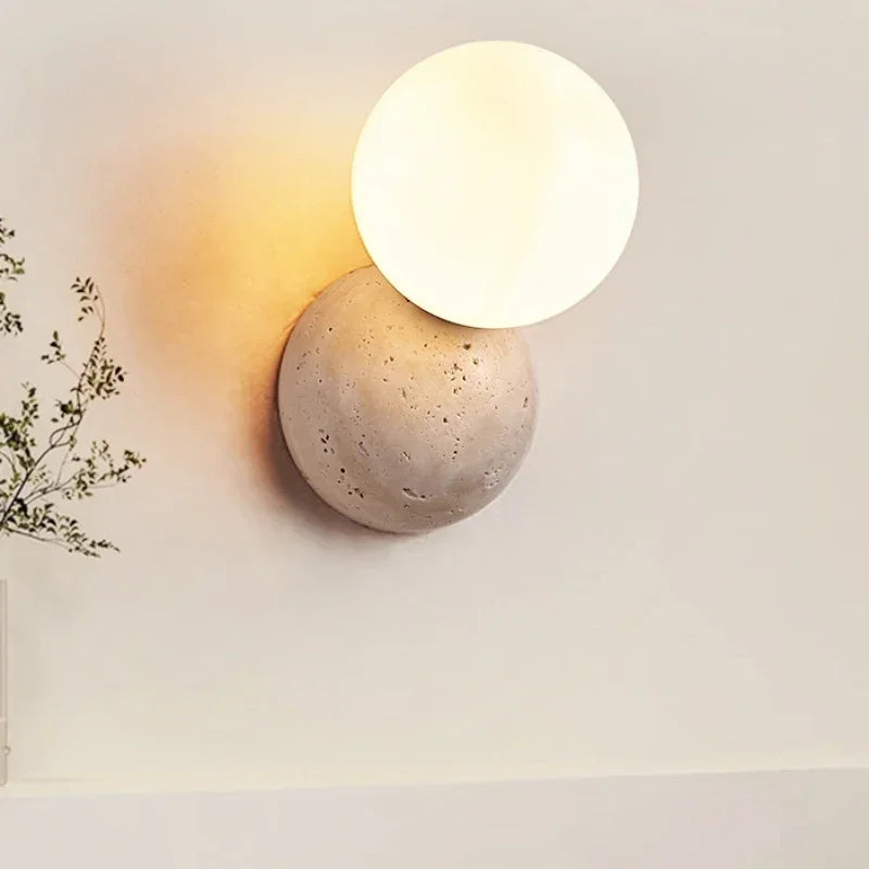 Axyaa Cave Stone Wall Led Wall Lamp - Creative Nordic Round Lighting for Bedroom