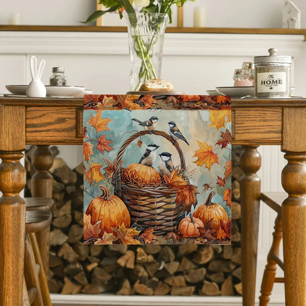 Watercolor Maple Leaf Table Runner by Axyaa - Kitchen & Dining Decor, Washable & Elegant