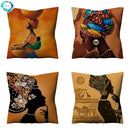 Axyaa Retro Ethnic African Women Cotton Linen Pillowcase - 45X45CM