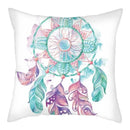 Axyaa Peacock Feather Polyester Cushion Covers - Leaf Printed Decorative Pillow Cases
