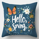 Axyaa Butterfly and Flower Wreath Sofa Cushion Cover Set, 17.7" x 17.7"