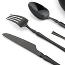 Axyaa 24-Piece Stainless Steel Cutlery Set: Black Silverware Flatware Fork Knife Spoon