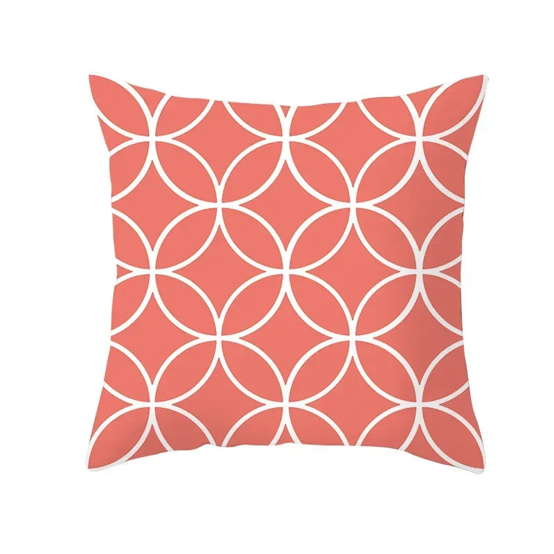Axyaa Starfish Stripe Print Cushion Cover | Pink Coral Orange Home Decor Pillow Cover