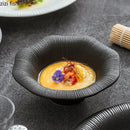 Axyaa Matte Striped Ceramic Plate Pasta Salad Soup Dessert Molecular Cuisine Tableware