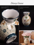 Axyaa Hand Painted Ceramic Vase | Luxury Jingdezhen Pottery | Hydroponic Flower Arrangement