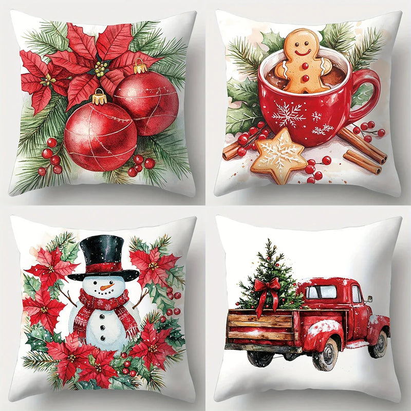 Axyaa Christmas Printed Pillow Cover Set for Festive Home Decor