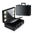 Axyaa Lighted Makeup Case with LED Mirror & Adjustable Divider - Waterproof Organizer
