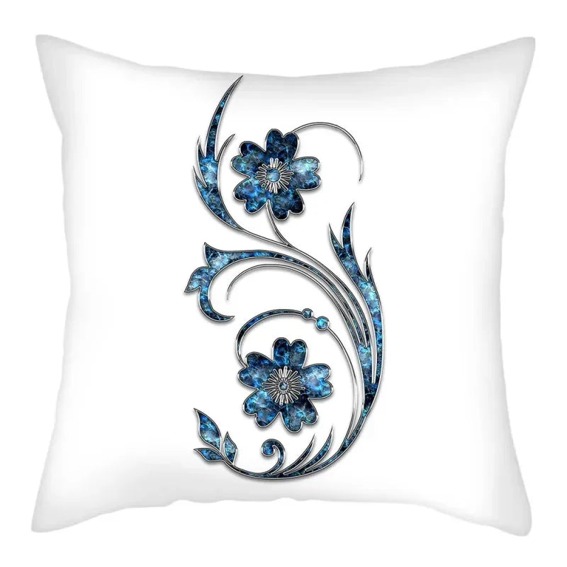 Axyaa Blue Flower Pattern Pillow Case